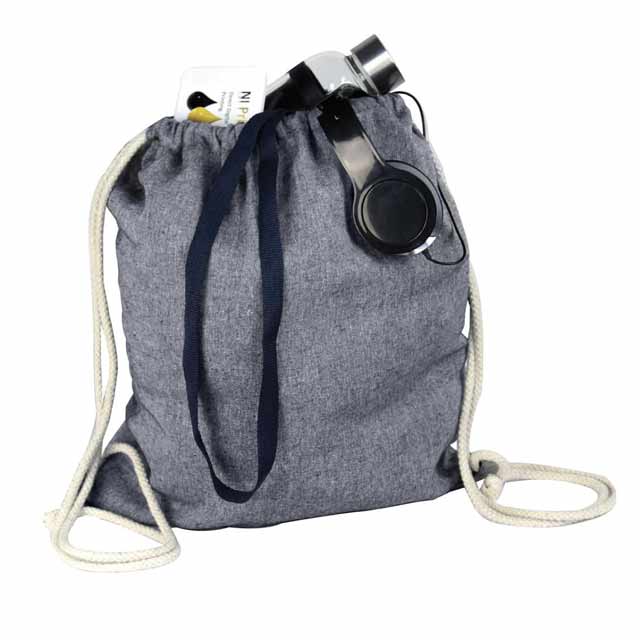KOSZEJ - eco-neutral Chambray Cotton Drawstring Bag - Blue