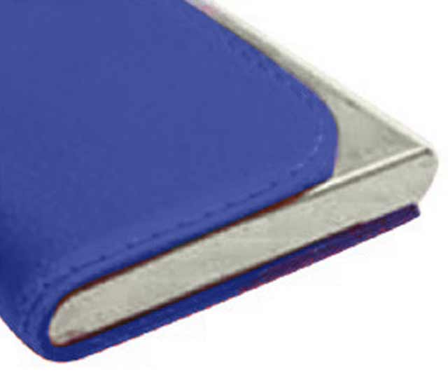 Brushed Metal Cardholder With PU Covering Blue