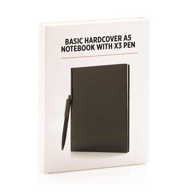 XD A5 Hard Cover Notebook With Pen - Black