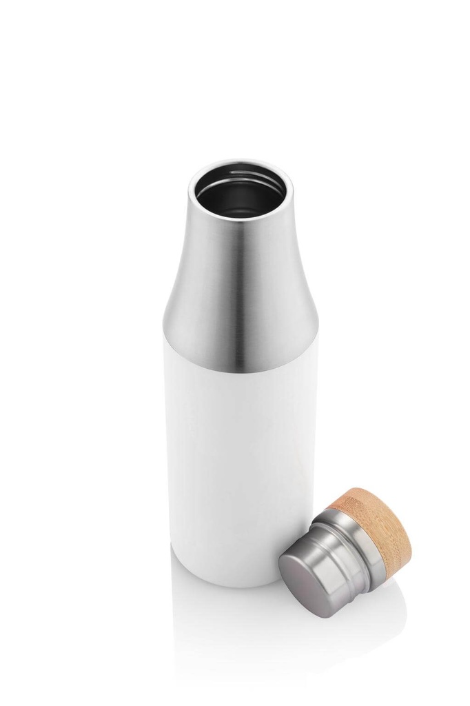 BREDA - Vacuum Bottle With Bamboo Lid - White
