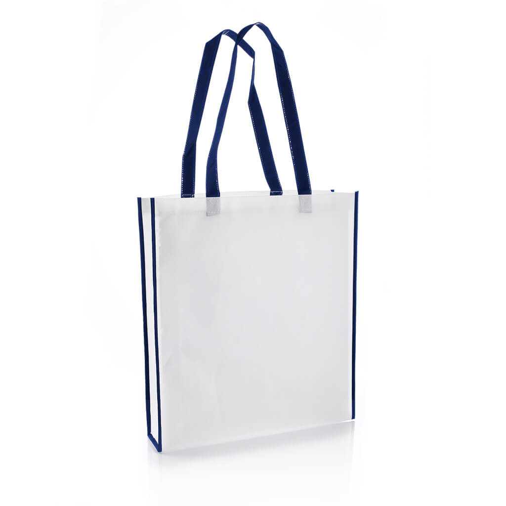 Non-Woven Shopping Bag Vertical White/N.Blue
