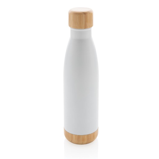 [DWGL 3132] ODESSA - Giftology Double Wall Stainless Bottle with Bamboo Lid and Base - White