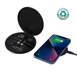 [ITWC 1169] OSLO - @memorii Recycled 15W Wireless Charger Multi - Cable Set - Black
