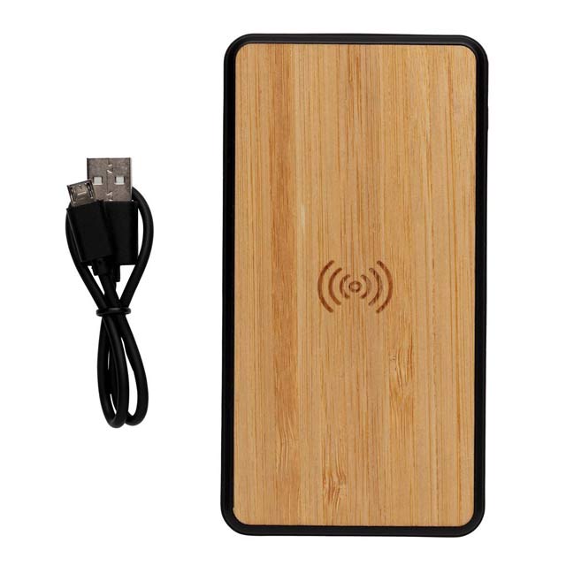 ASKAS - @memorii 8000 mAh Bamboo Wireless Powerbank (Anti-microbial)