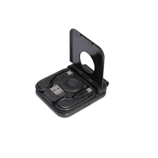 TURIN - @memorii Foldable 2-in-1 Wireless Charger and Multicable Set - Black