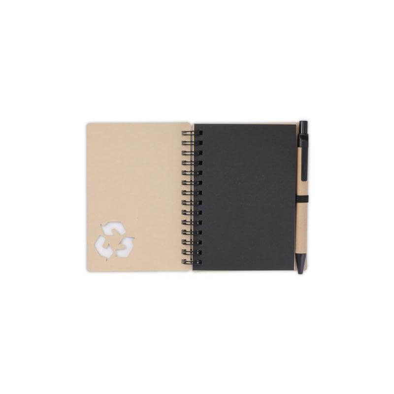 HASSA - eco-neutral A6 Notepad & Pen Set with Sticky Note - Black