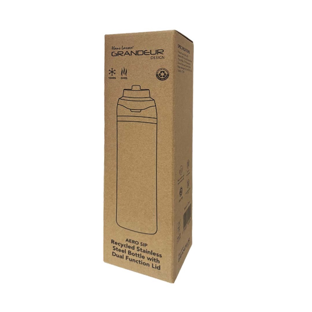 AERO SIP - Hans Larsen Recycled Stainless Steel Bottle with Dual Sip Lid - White