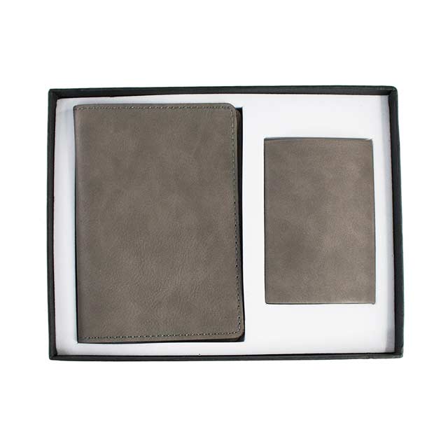 KRIMT - Giftology Set of Passport Holder & Card Holder - Grey