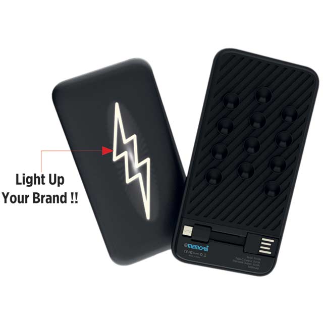 SOPOT - @memorii 5000 mAh Powerbank with Light-Up Logo