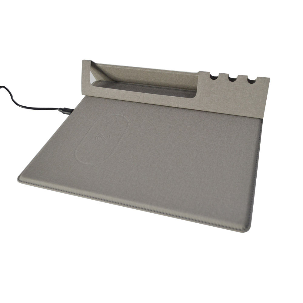 RUNKEL - 10W Wireless PU Mouse Pad &amp; Desk Organizer - Grey
