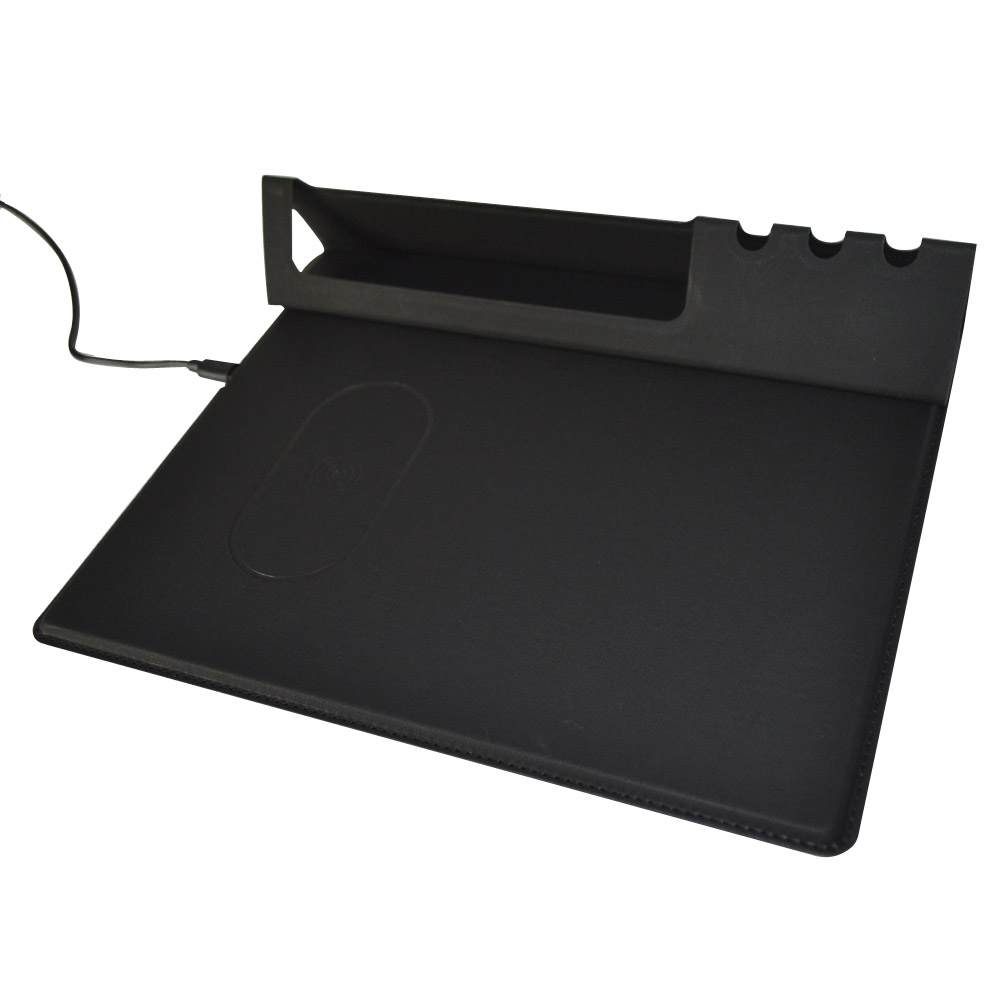 RUNKEL - 10W Wireless PU Mouse Pad & Desk Organizer - Black