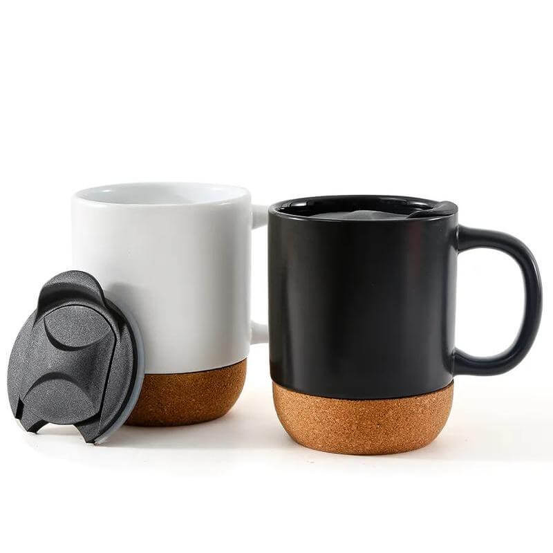 LUCCA - Giftology Ceramic Mug with Cork and Lid - Black