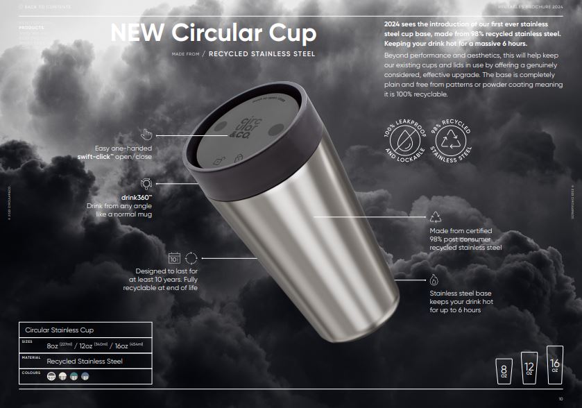 Circular Cup -  Stainless Steel Cup 12oz Storm Grey