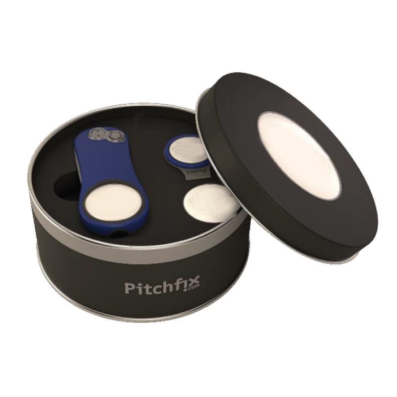 Pitchfix Round Tin Box - Blue - for 1 Divot + 1 Hatclip + 1 Ball Marker (copy)