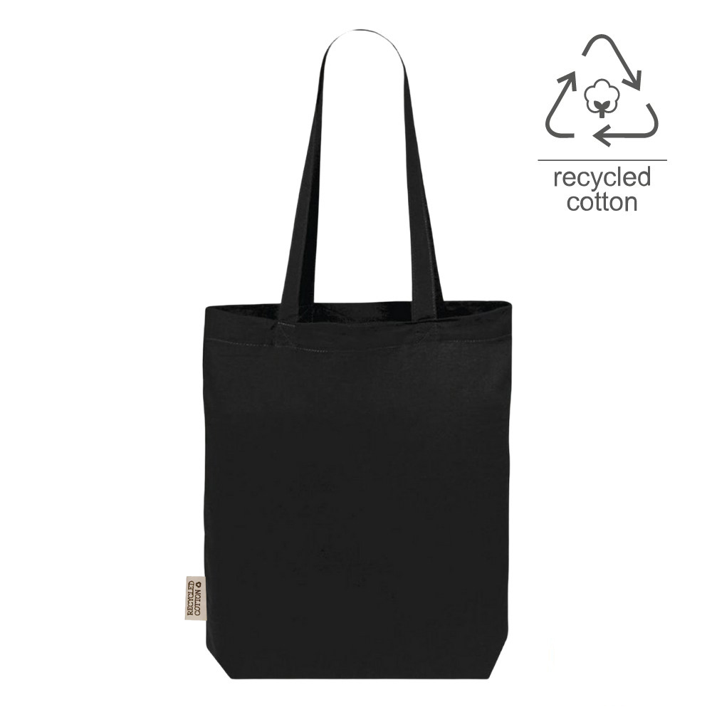 TULA - Recycled Cotton Tote Bag with Gusset (300GSM) - Black