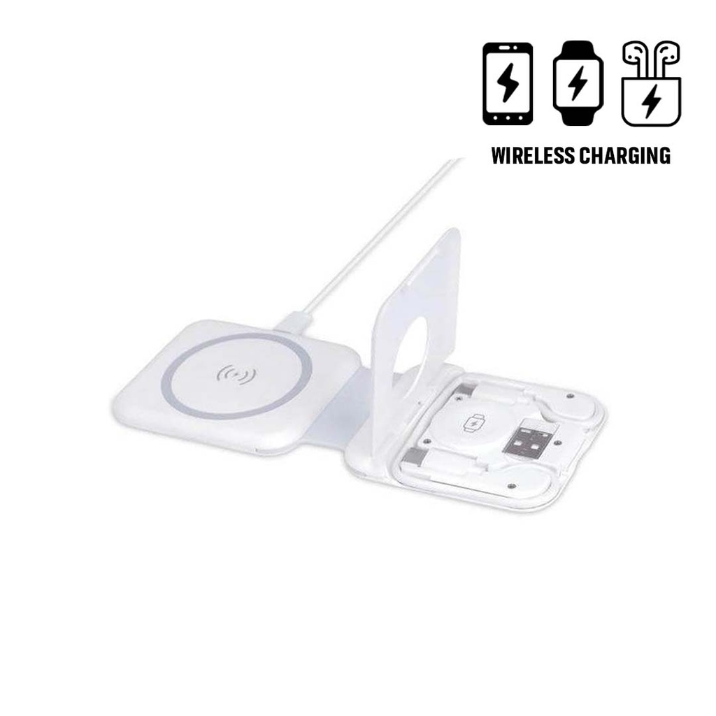 TURIN - @memorii Foldable Wireless Charger and Multicable Set - White