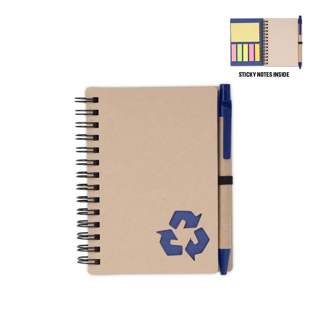 HASSA - eco-neutral A6 Notepad & Pen Set with Sticky Note - Navy Blue