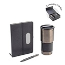 [GSHL 9595] GIESSEN - Hans Larsen Gift Set of Tumbler, Notebook and Pen - Black	