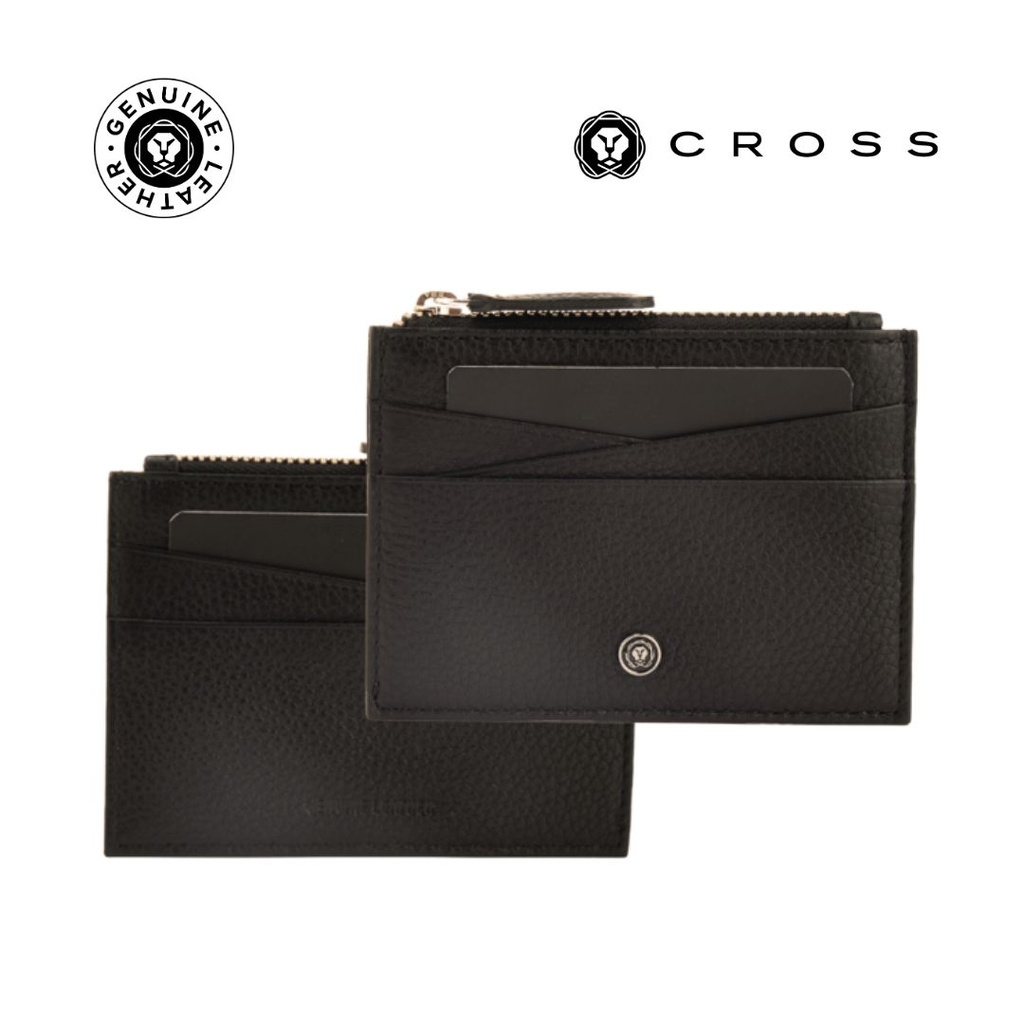 CROSS Pebble Leather Ladies' 6CC Zip Card Holder - Black