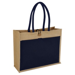 [JTEN 434] MONCLOVA - Jute Bag with Canvas Pocket - Blue