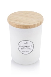 [SCEN 9102] NOUM - Arabic Oudh Scented Glass Candle with Bamboo Lid - White