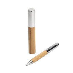 [WIEN 5109] ATCA - eco-neutral Metal Pen with Bamboo Barrel - Natural