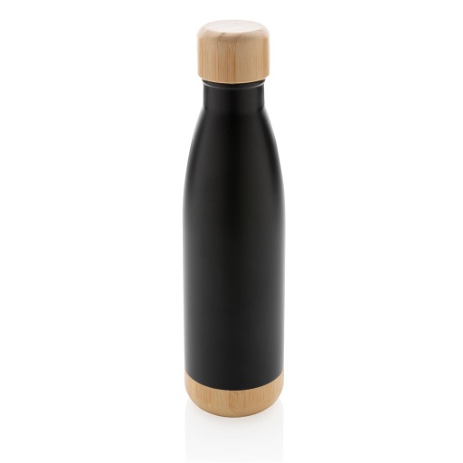 [DWGL 3131] ODESSA - Giftology Double Wall Stainless Bottle with Bamboo Lid and Base - Black