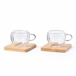 [DWEN 3141] PAMA - Set of 2 Expresso Cup with Bamboo Coaster