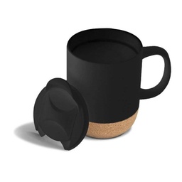 [DWGL 3146] LUCCA - Giftology Ceramic Mug with Cork and Lid - Black