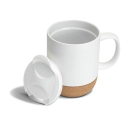 [DWGL 3147] LUCCA - Giftology Ceramic Mug with Cork and Lid - White