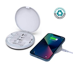 [ITWC 1170] OSLO - @memorii Recycled 15W Wireless Charger Multi - Cable Set - White
