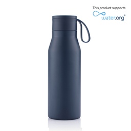 [DWHL 3174] R-NEBRA - CHANGE Collection Recycled Stainless Steel Vacuum Bottle with Loop - Navy Blue