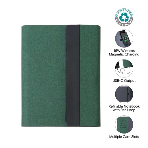 [ITFO 1268] BERGMUND - Santhome 10000mAh Magnetic 15W Magsafe Wireless Power Bank Folder - Green