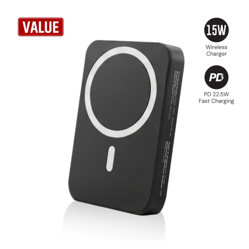 [ITWC 1300] Maglite 5K - 5000 mAh Magnetic Wireless Power Bank - Black 